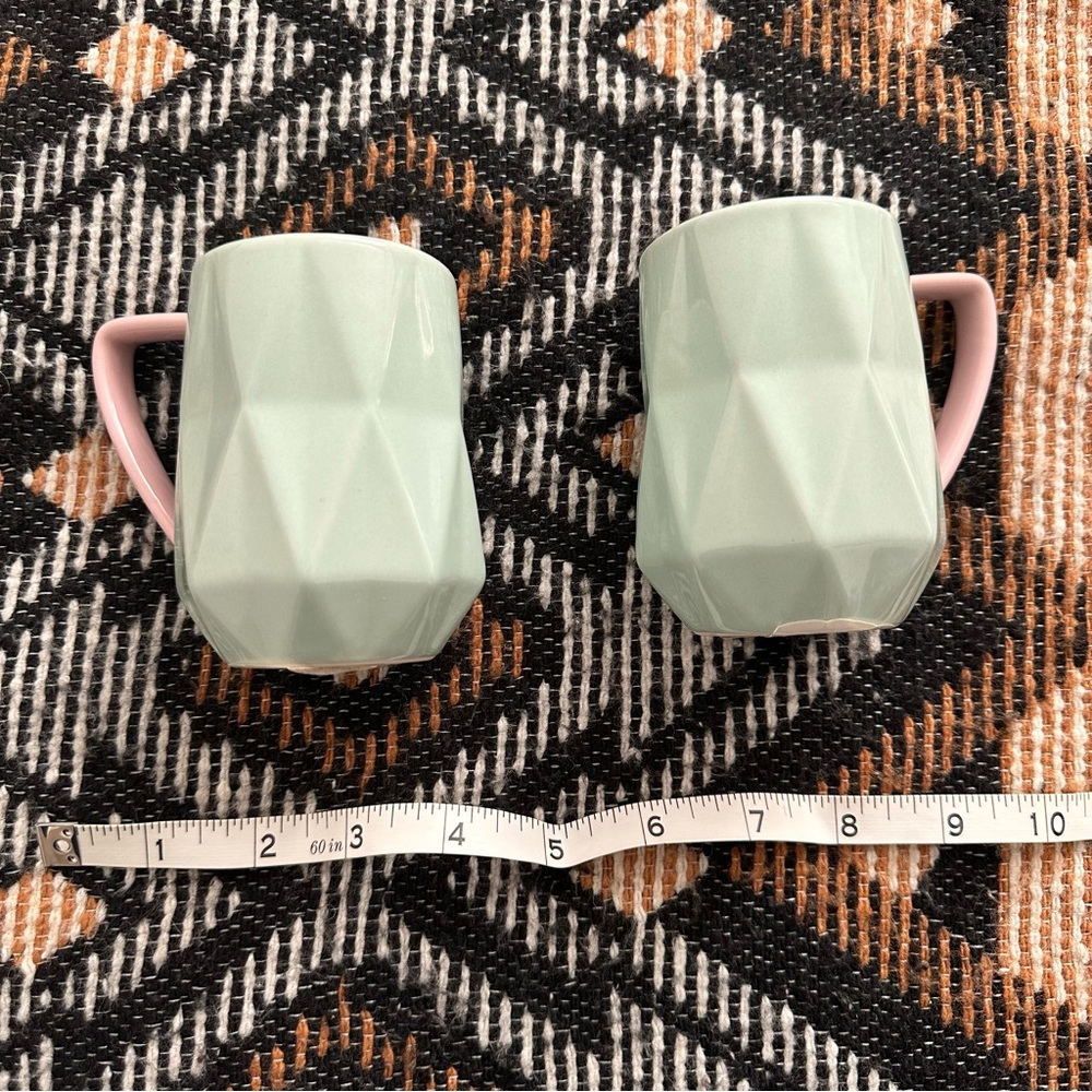 Geometric Design Coffe Tea Mugs Set of 2 - Picture 1 of 4